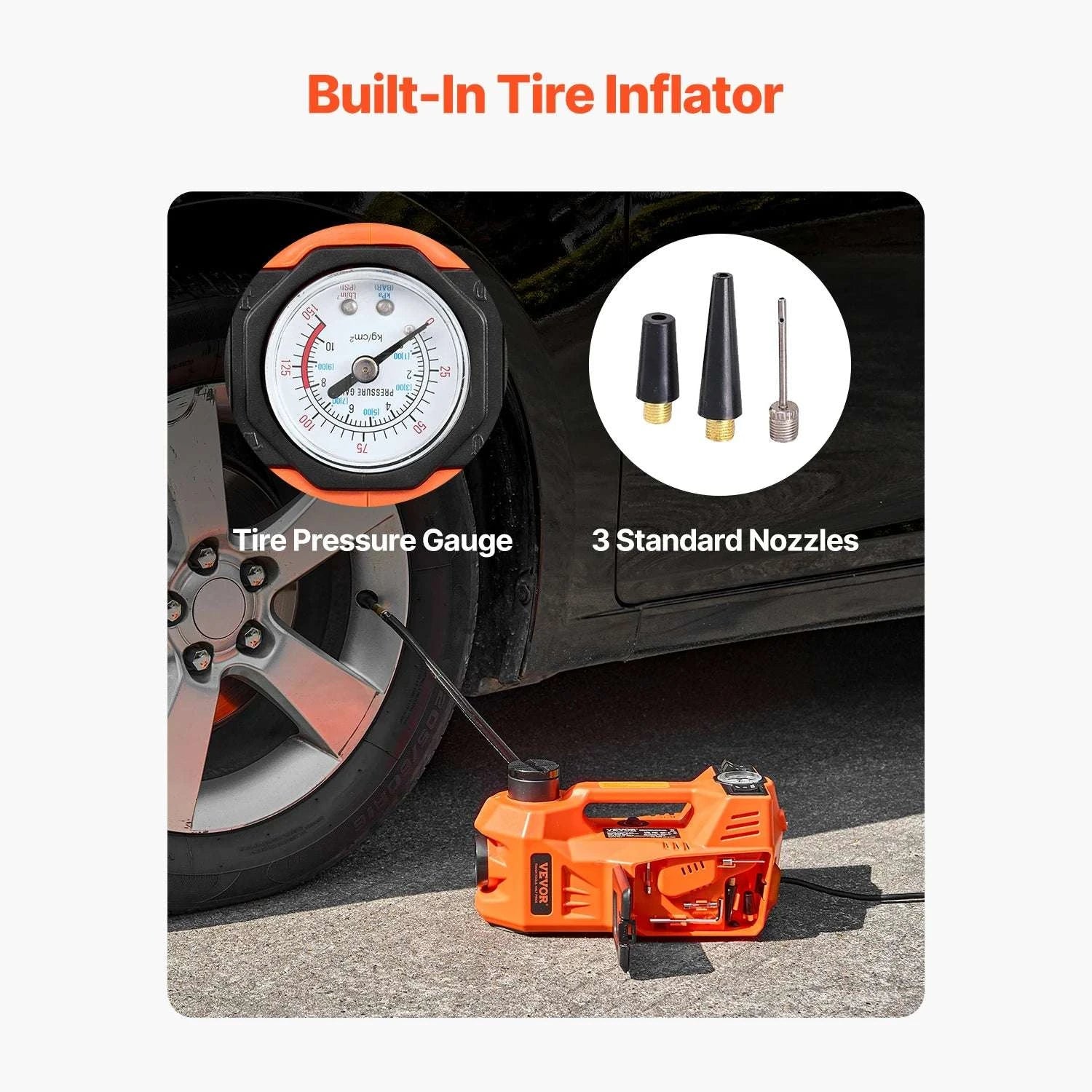 5T Electric Car Jack Kit with Inflator, Impact Wrench & LED Light-NO Impact Wrench / GERMANY