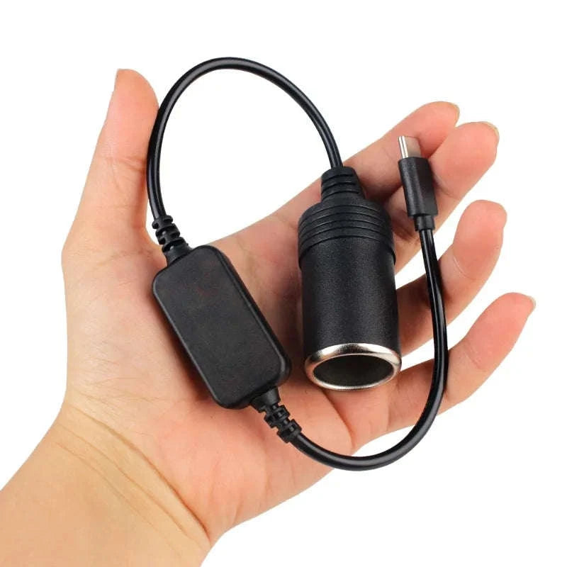 5V to 12V USB-C to Cigarette Lighter Socket Converter Cable-1pc / China Mainland