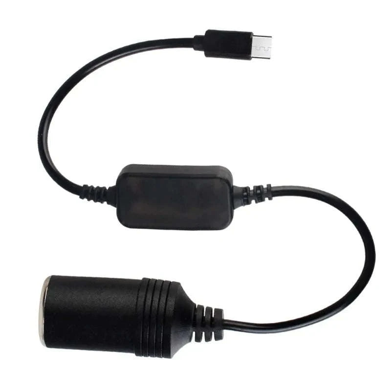 5V to 12V USB-C to Cigarette Lighter Socket Converter Cable-1pc / China Mainland