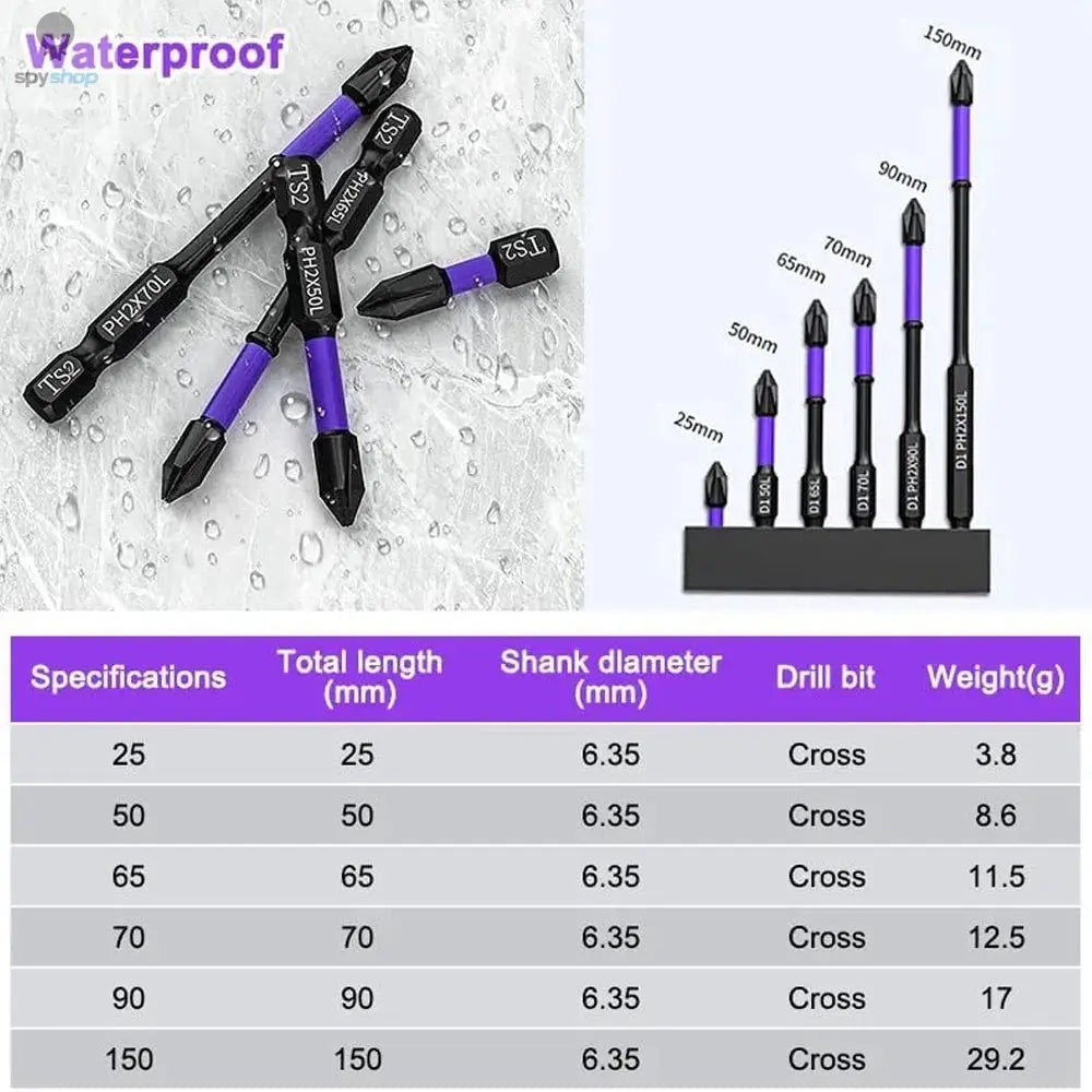 6/12 Pcs Magnetic Screwdriver Bits Non-slip Shockproof Phillips Impact Bits Hex Shank Alloy Steel Bits Suitable for Power Tools Spy-shop.com
