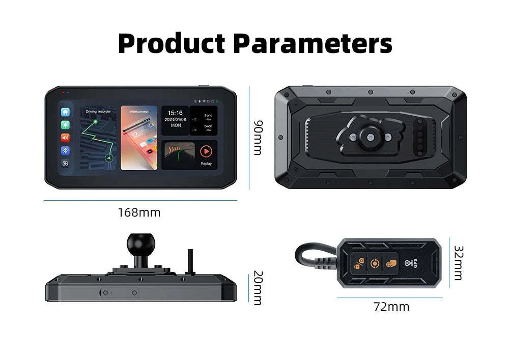 6.25" Portable Digital Motorcycle GPS Navigation Dashboard with Wireless CarPlay & Android Auto-MTC-17-DT / CHINA / None
