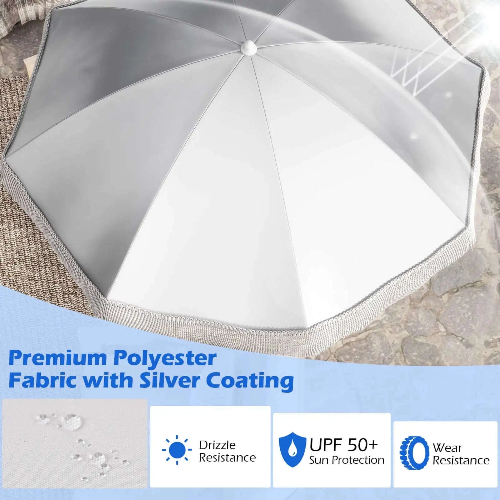 6.5 FT Patio Fringe Umbrella with Push-Button Tilt and Carry Bag-WHITE / United States