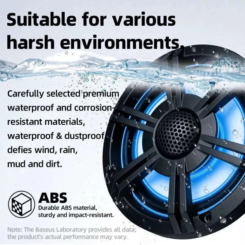 6.5 Inch Marine Coaxial Speaker with HIFI Light, IP66 Waterproof, 1pc-Default Title