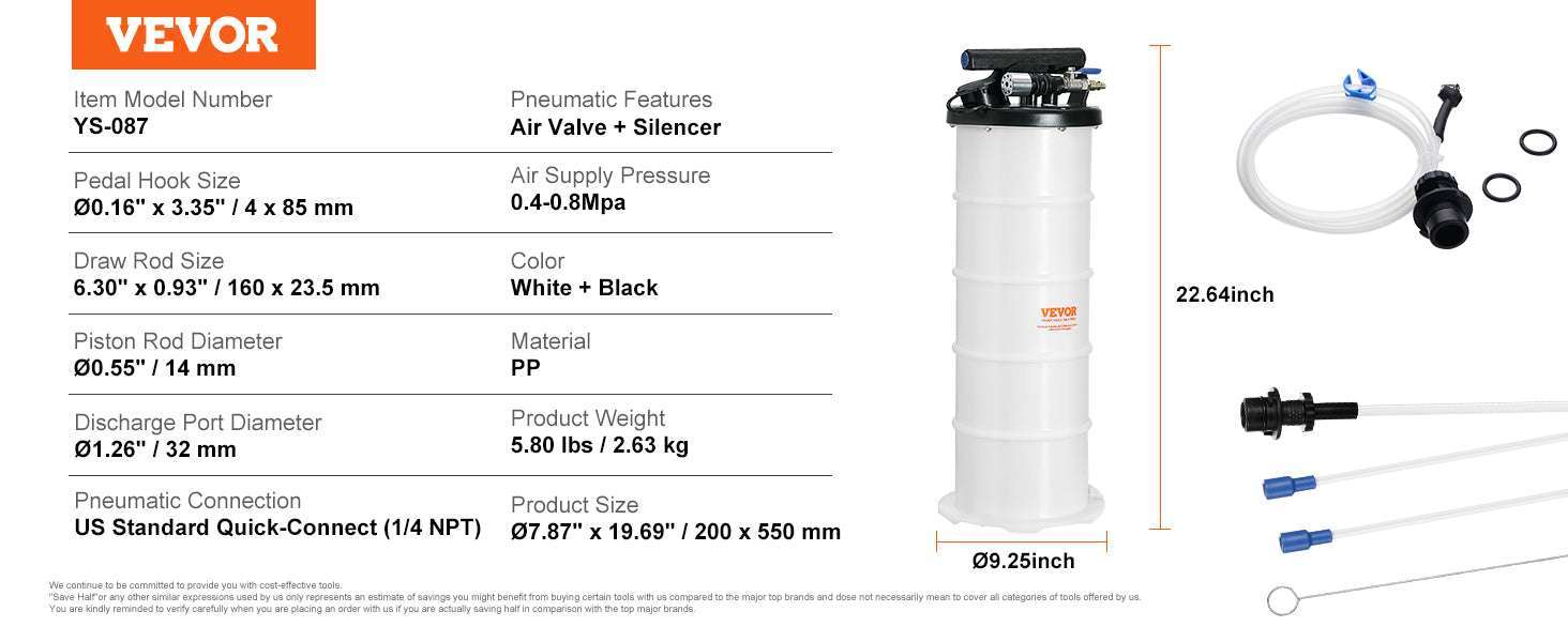 6.5L/15L Pneumatic Fluid Extractor Oil Change Pump Kit-15L / GERMANY