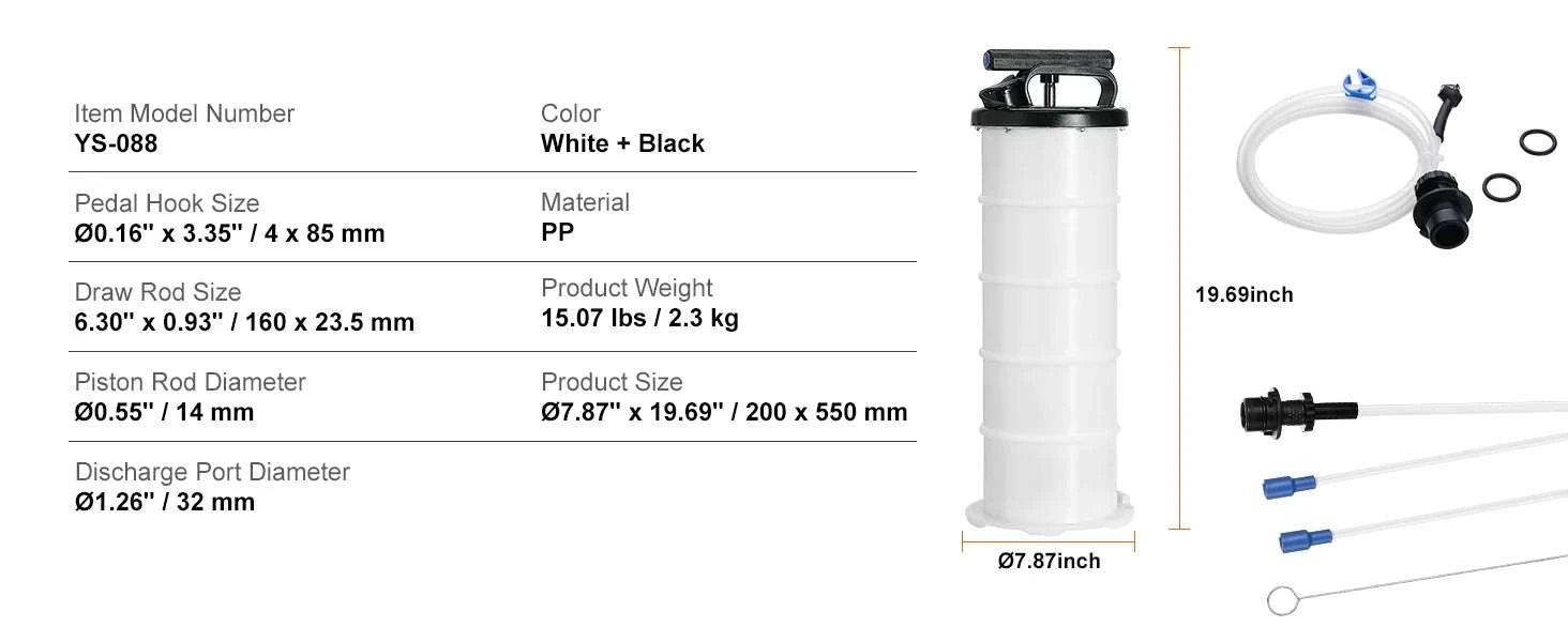 6.5L Manual Fluid Extractor Pump for Oil, Brake & Engine Fluids-6.5L / United States