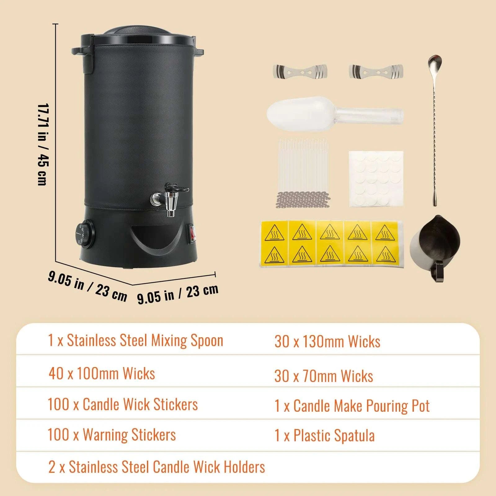 6.5L Wax Melter with Spout & 9-Level Temperature Control-Black 10L / United States