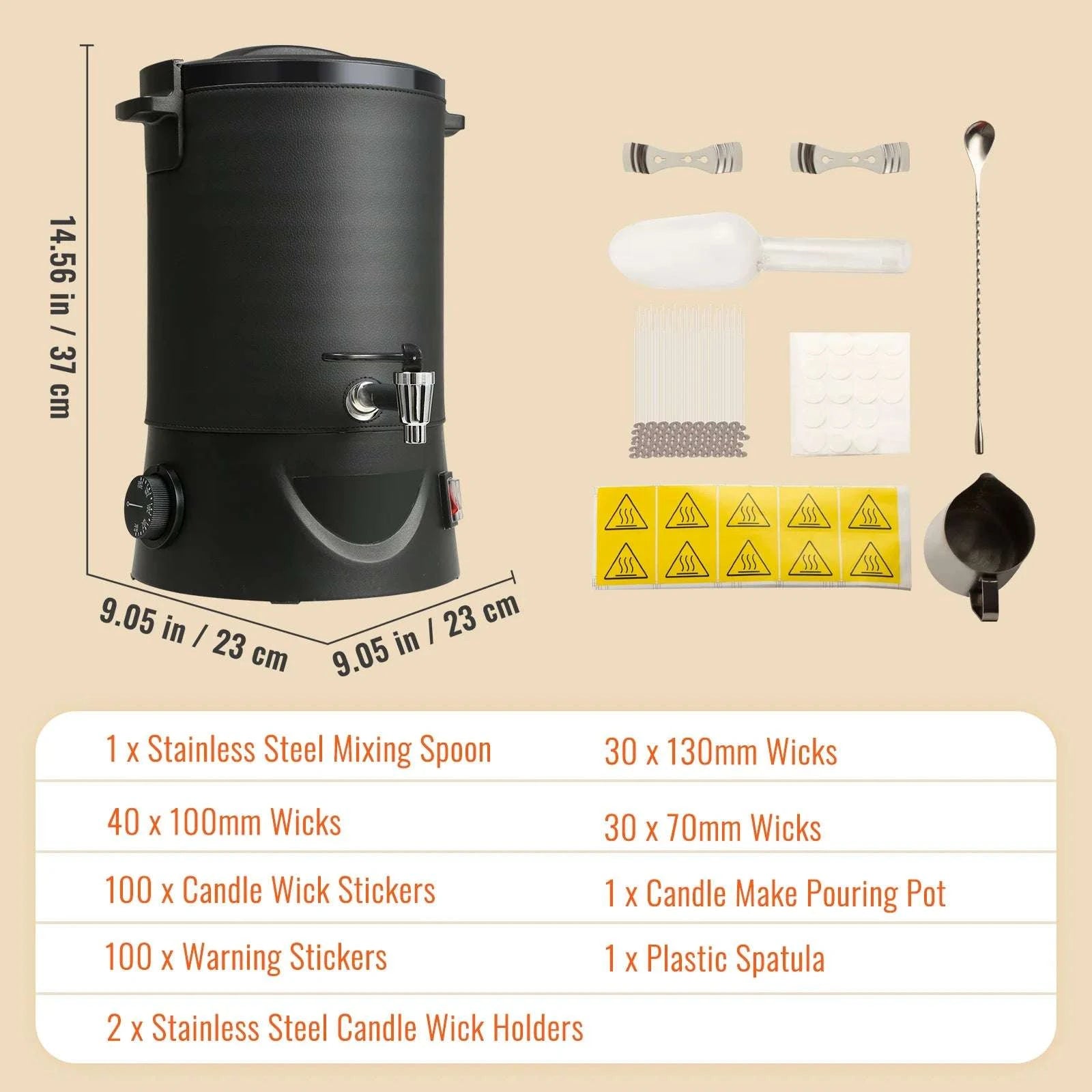 6.5L Wax Melter with Spout & 9-Level Temperature Control-Black 10L / United States