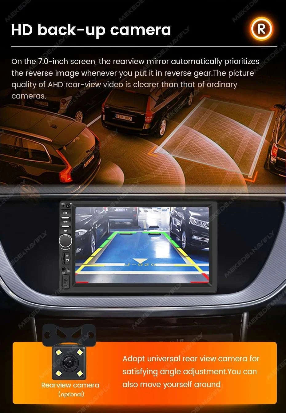 6.86" 1DIN Car Stereo with Wireless CarPlay, Android Auto & BT-OD2