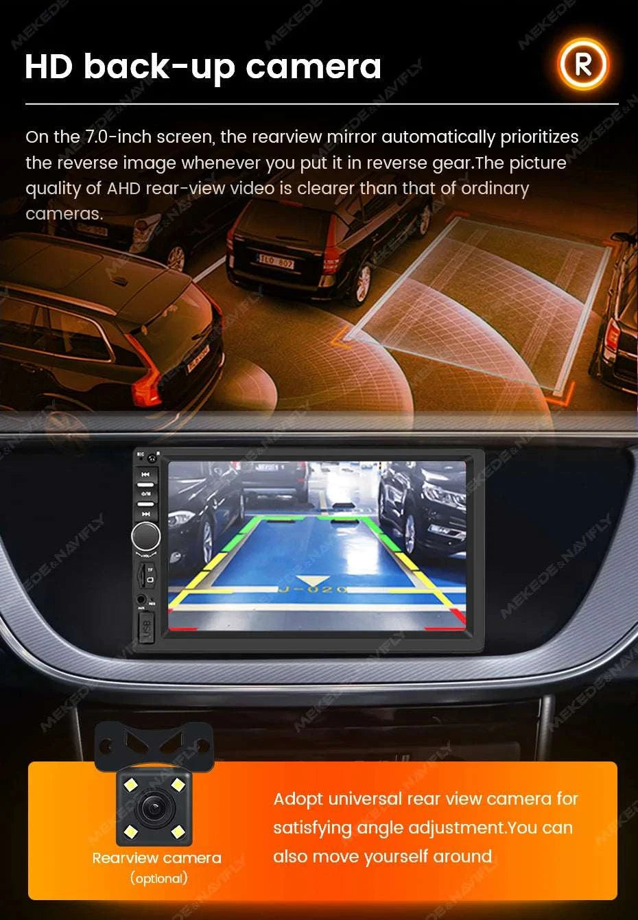 6.86" 1DIN Car Stereo with Wireless CarPlay, Android Auto & BT-OD2