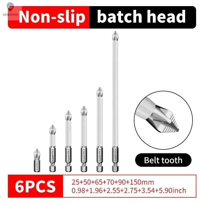 6 PCs Non-Slip Magnetic Cross Head Household Electric Driver Screw Set - High Hardness Hand Drill Bits for Electric Screwdrivers Spy-shop.com