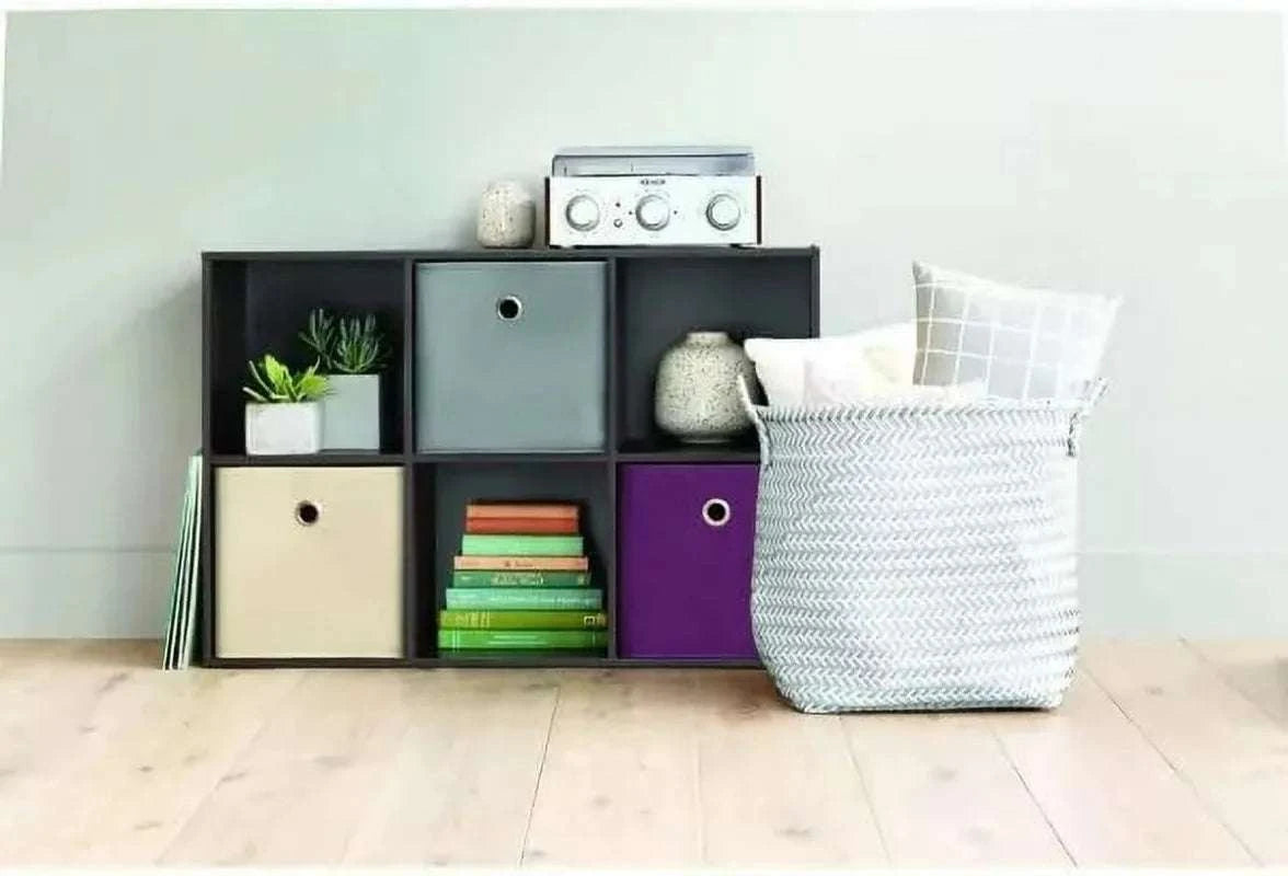 6 Cube Organizer Shelf 11" Storage Bookcase – White Wood Unit-black / United States