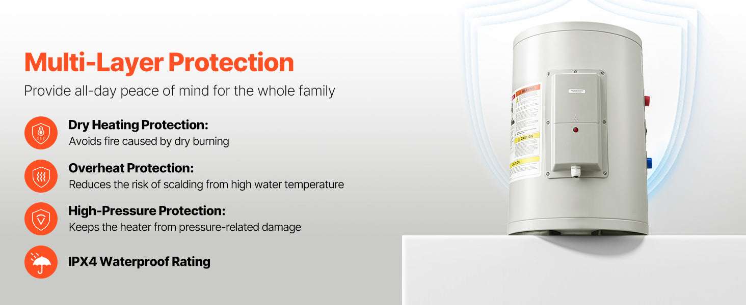 6 Gallon Electric Tank Water Heater 1600W Point-of-Use Unit-6gal / United States