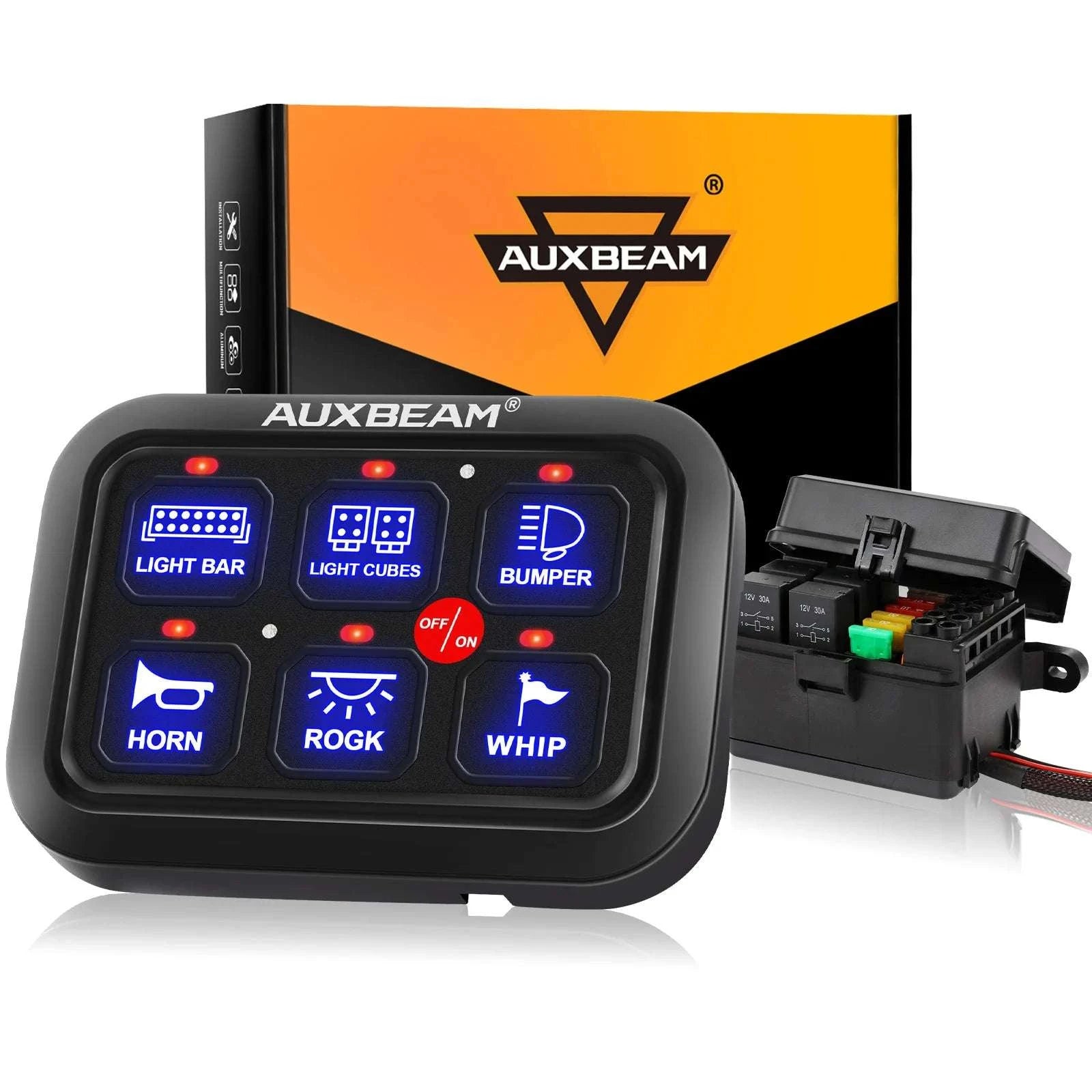 6-Gang Car Switch Panel 720W 12V Relay System for Lights & Accessories-United States