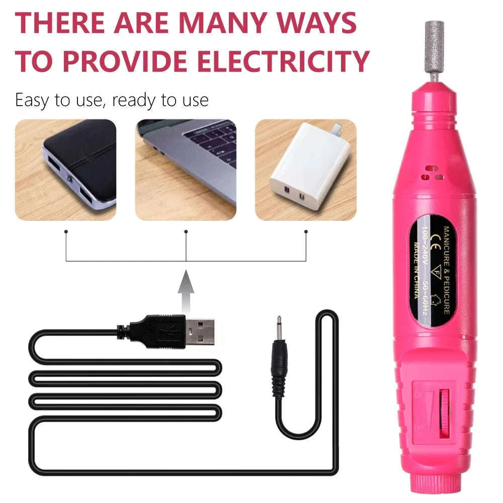 6-in-1 Electric Nail Drill Kit for At-Home Manicures-Red OPP Bag