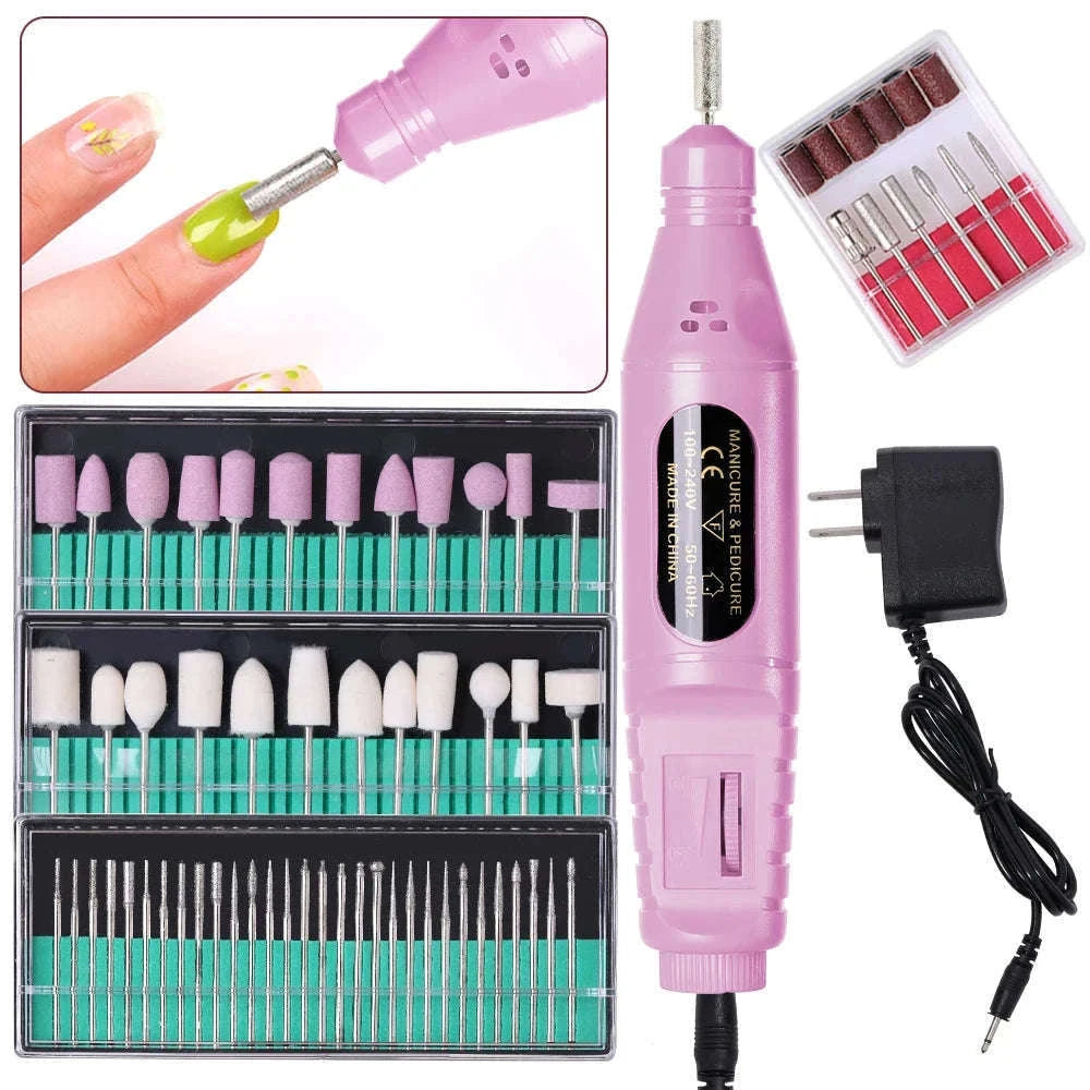 6-in-1 Electric Nail Drill Kit for At-Home Manicures-Red OPP Bag