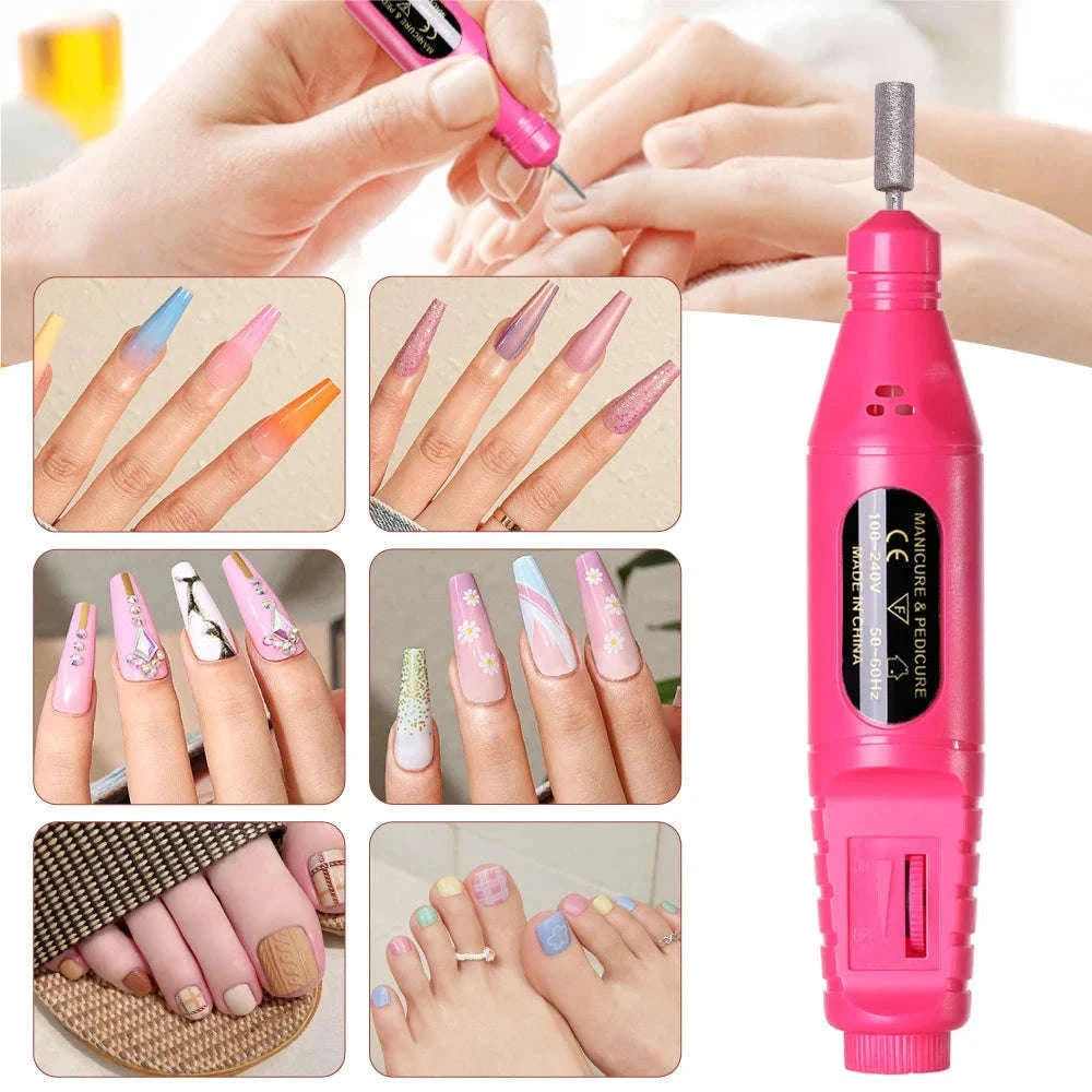 6-in-1 Electric Nail Drill Kit for At-Home Manicures-Red OPP Bag