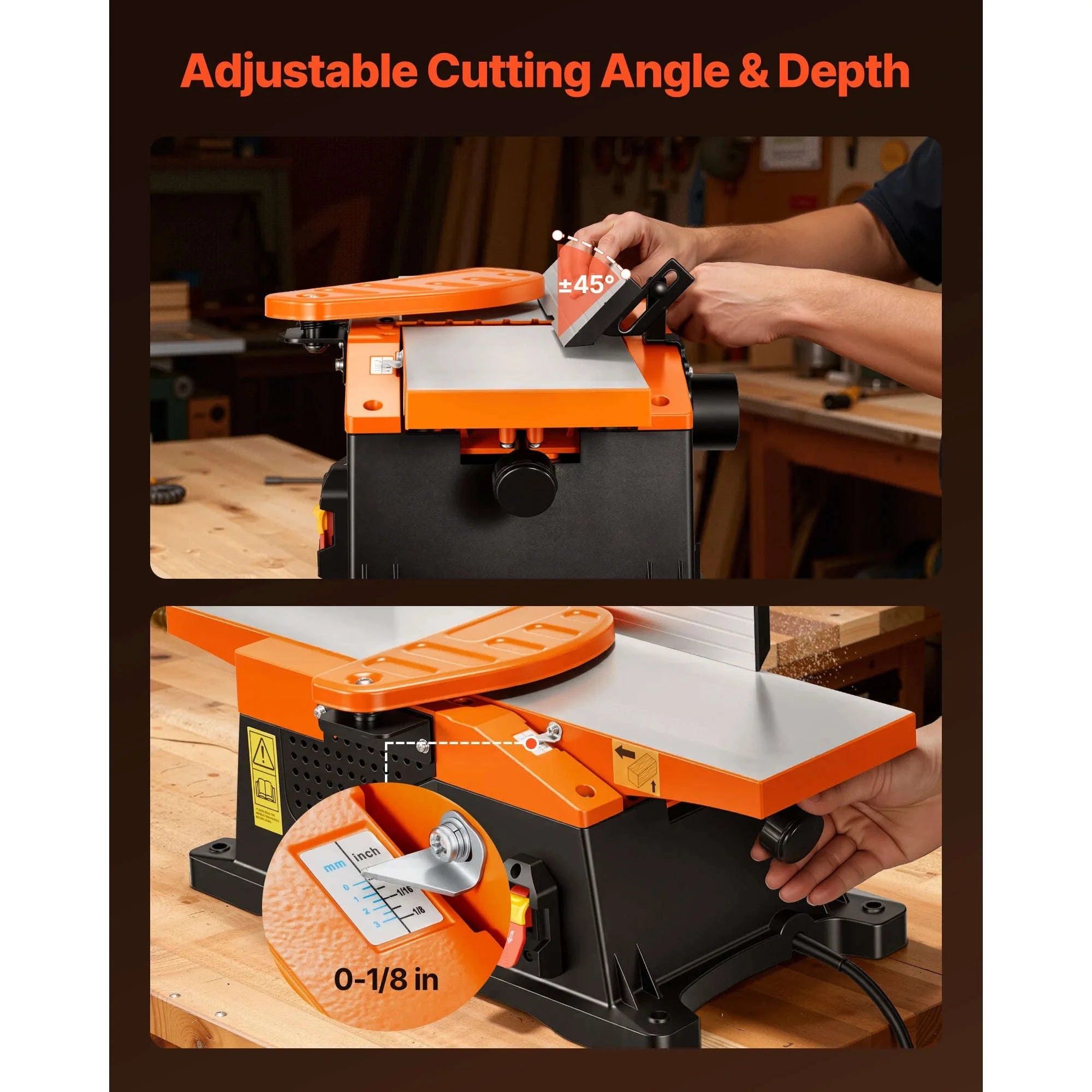 6 in 2 HP Benchtop Jointer with Adjustable Fence-Spiral Cutterhead / United States