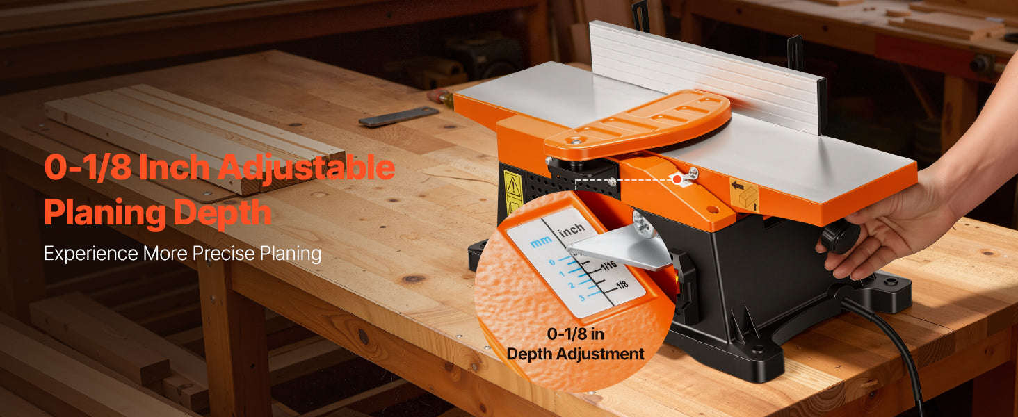 6 in 2 HP Benchtop Jointer with Adjustable Fence-Spiral Cutterhead / United States