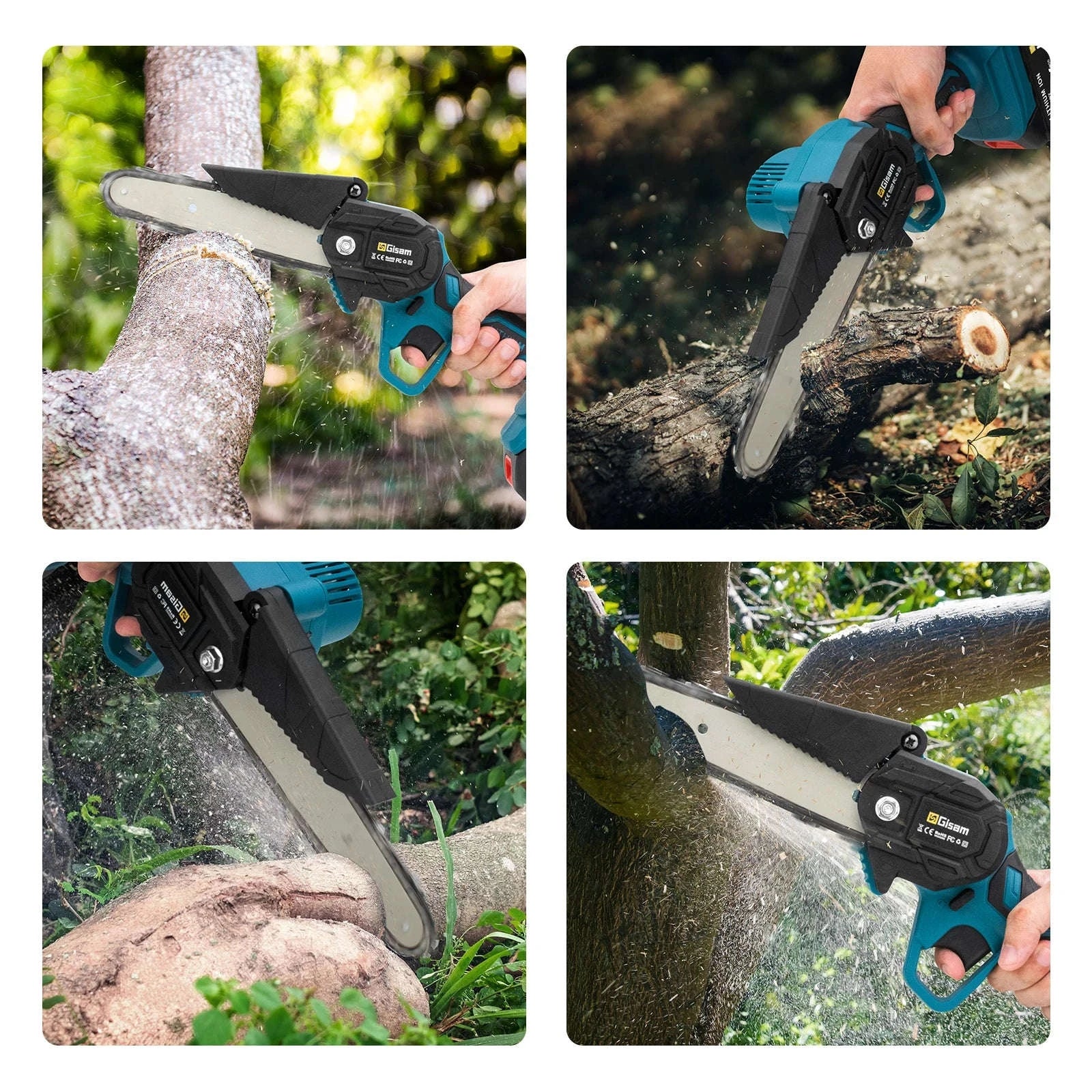 6 Inch Cordless Electric Chainsaw for Fast Wood Cutting-Black 2x198vf batter / GERMANY