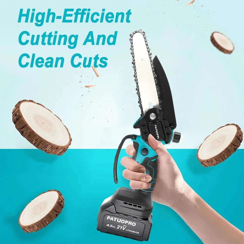 6 Inch Mini Cordless Chainsaw for Pruning and DIY Cutting-2PCS 4.0Ah Battery / EU / CHINA