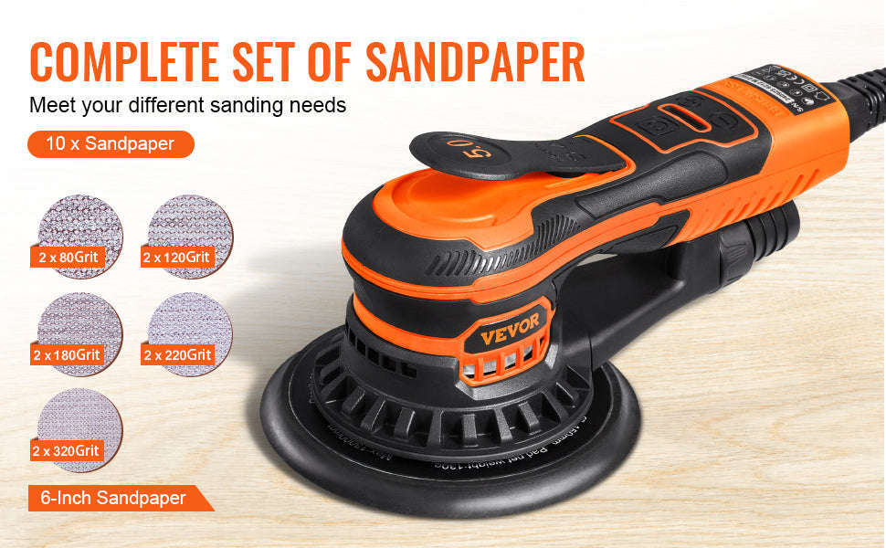 6-Inch Random Orbital Sander 350W Brushless 6-Speed-350W 6Inch / spain