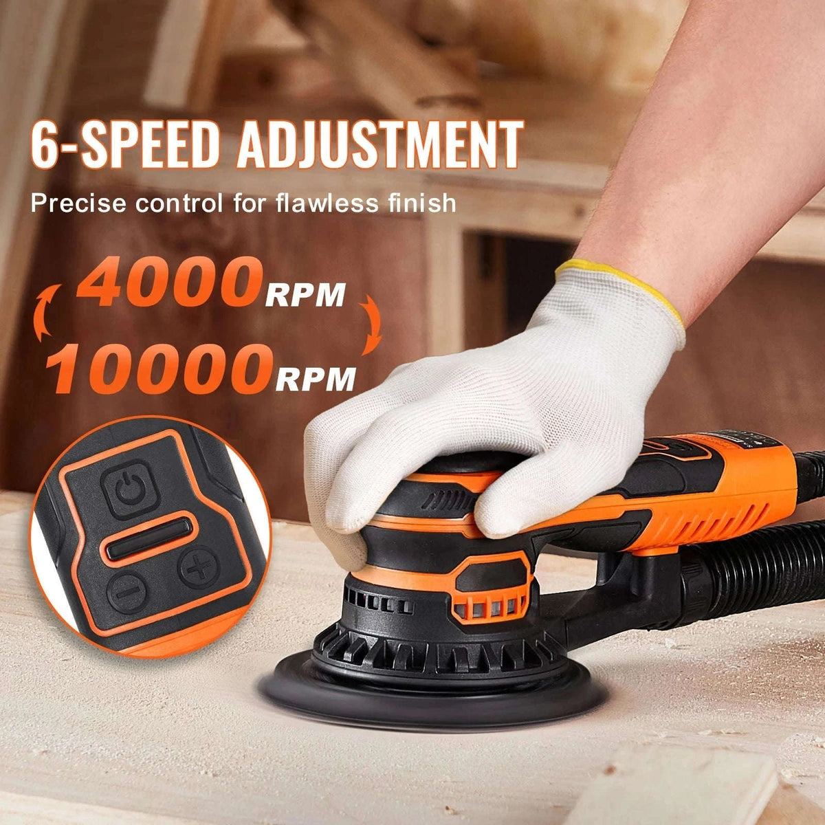 6-Inch Random Orbital Sander 350W Brushless 6-Speed-350W 6Inch / spain