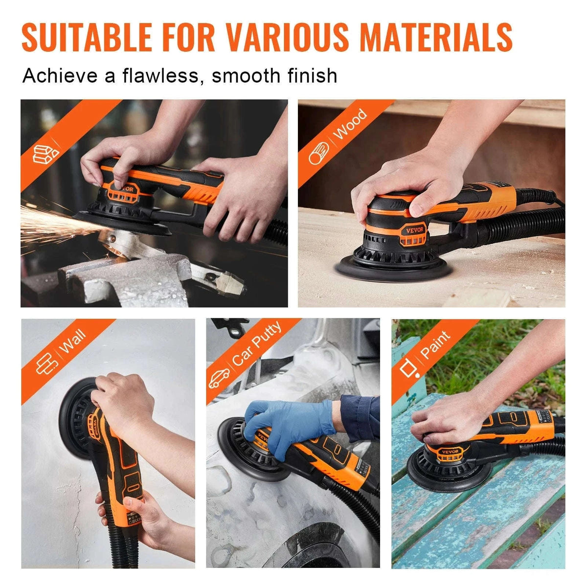6-Inch Random Orbital Sander 350W Brushless 6-Speed-350W 6Inch / spain