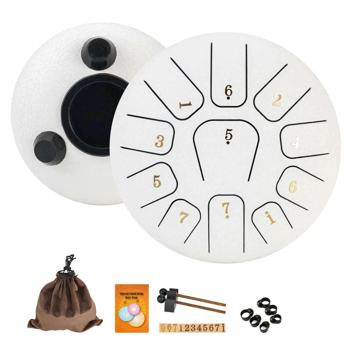 6-Inch Steel Tongue Drum Gift Set with Accessories-Yellow 6 Inchs