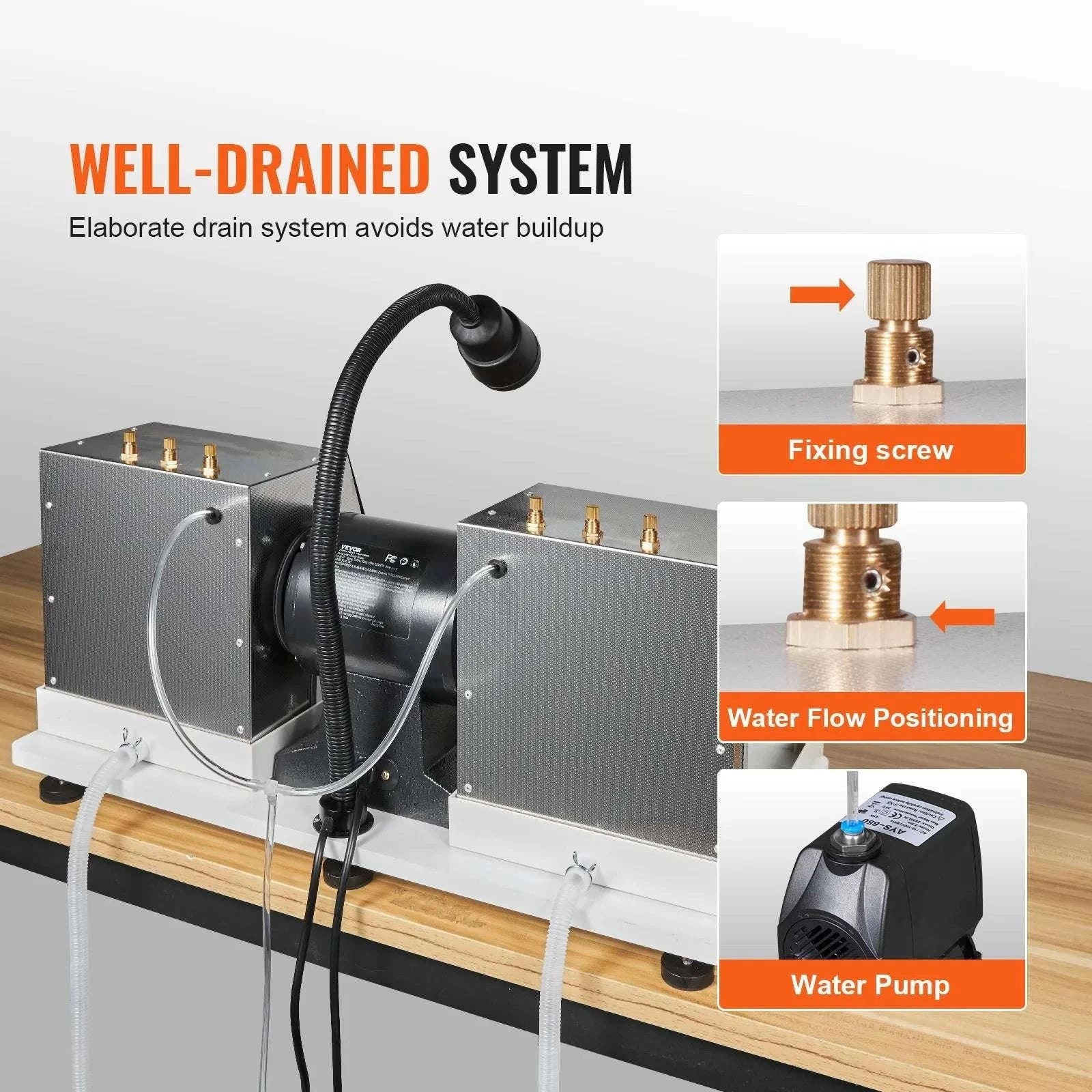 6" Lapidary Cabbing Machine 1800RPM Grinder Polisher with Water System-6inch / United States