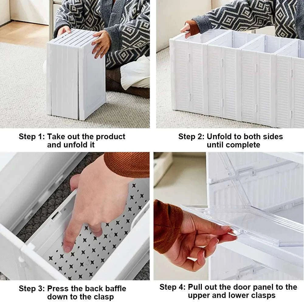 6-Layer Foldable Transparent Shoe Storage Cabinet Stackable Organizer-