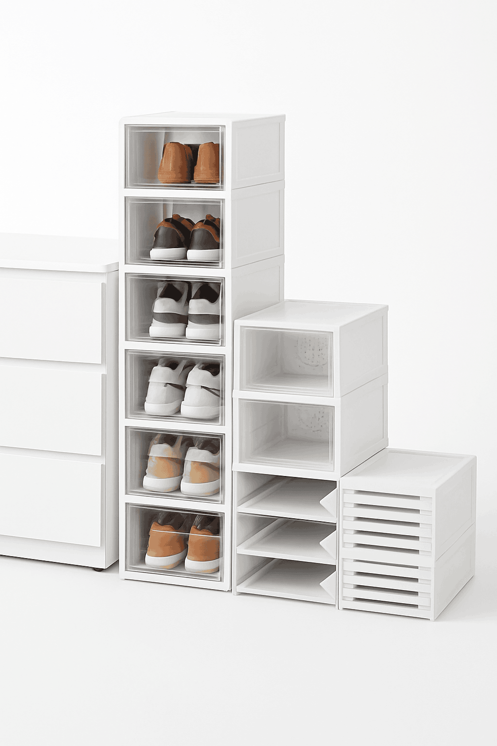 6-Layer Foldable Transparent Shoe Storage Cabinet Stackable Organizer-PL-6-Layer / france