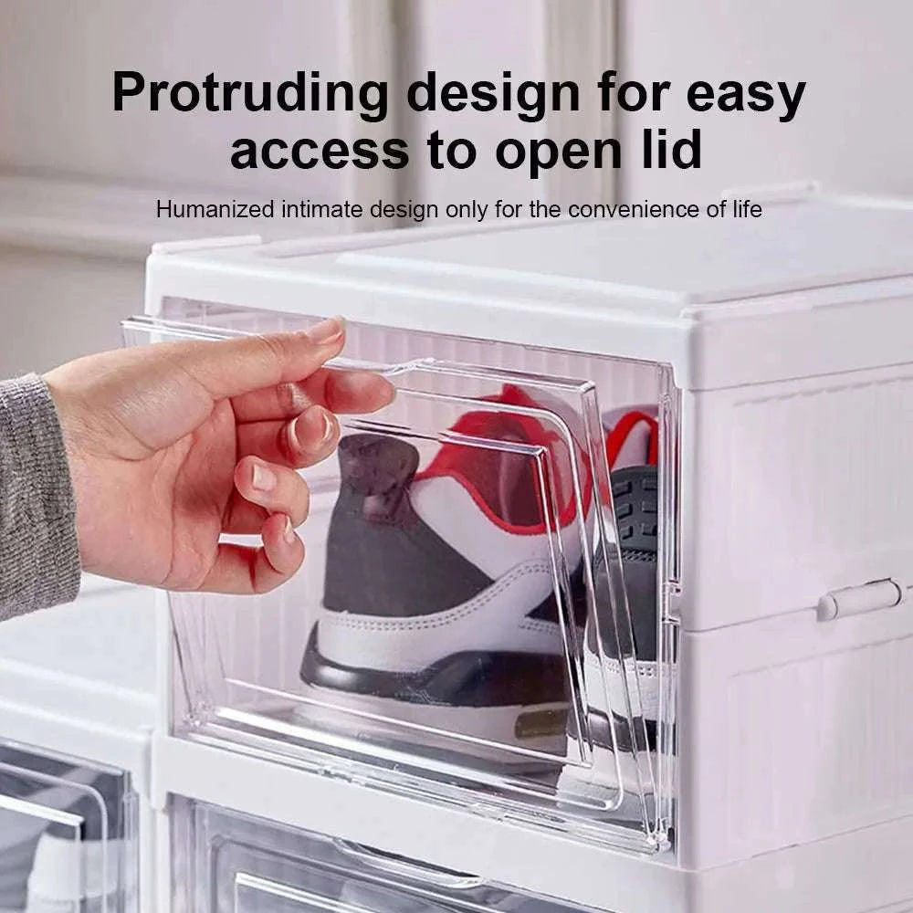 6-Layer Foldable Transparent Shoe Storage Cabinet Stackable Organizer-PL-6-Layer / france