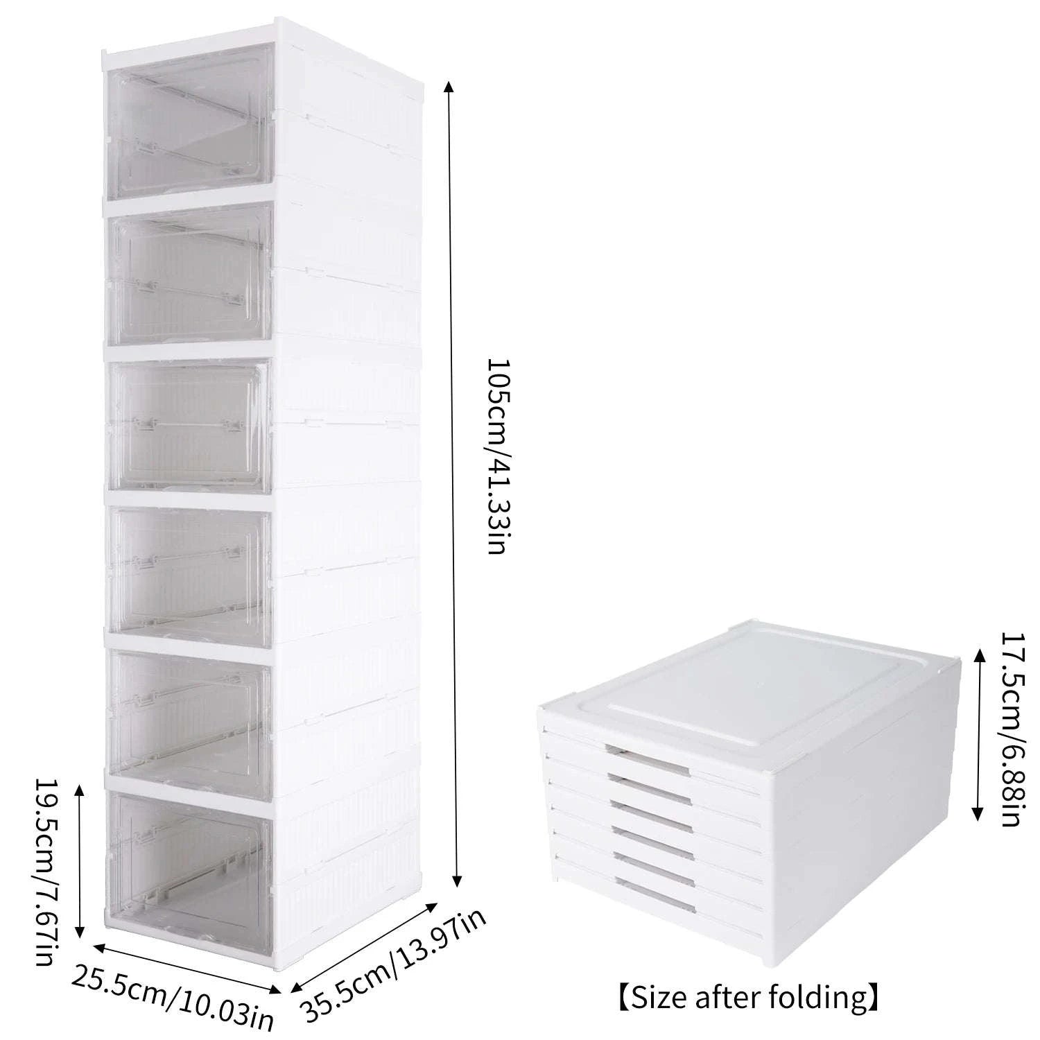 6-Layer Foldable Transparent Shoe Storage Cabinet Stackable Organizer-PL-6-Layer / france