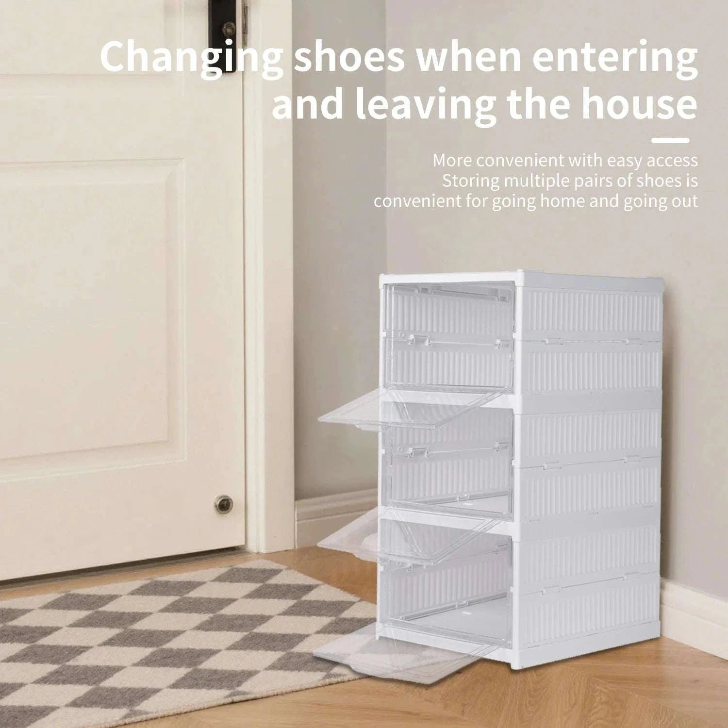6-Layer Foldable Transparent Shoe Storage Cabinet Stackable Organizer-