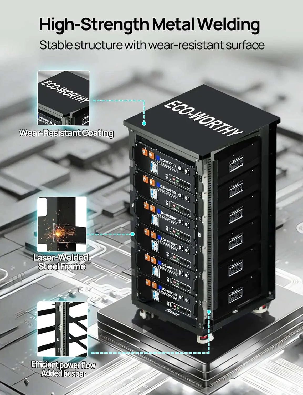 6-Layer Server Rack with 600A Busbar-black / United States