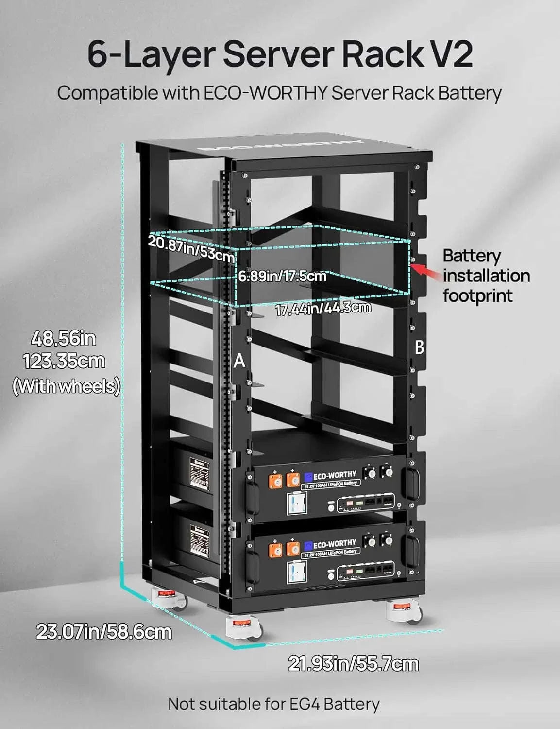 6-Layer Server Rack with 600A Busbar-black / United States