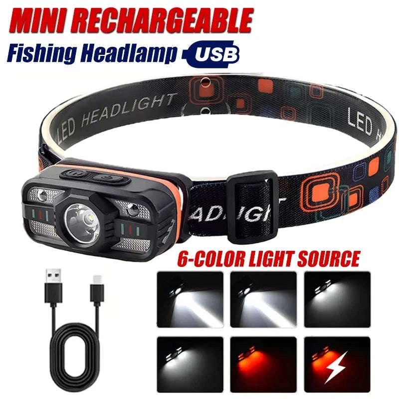 6 Lighting Modes USB Rechargeable LED Headlamp with Built-In Battery-WH0188-3PCS