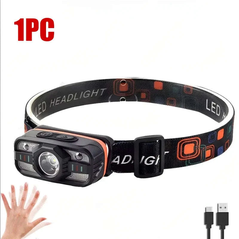 6 Lighting Modes USB Rechargeable LED Headlamp with Built-In Battery-WH0188-3PCS