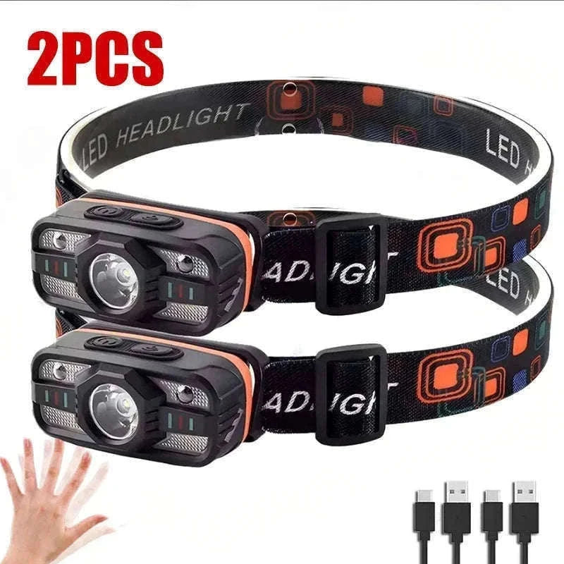 6 Lighting Modes USB Rechargeable LED Headlamp with Built-In Battery-WH0188-3PCS