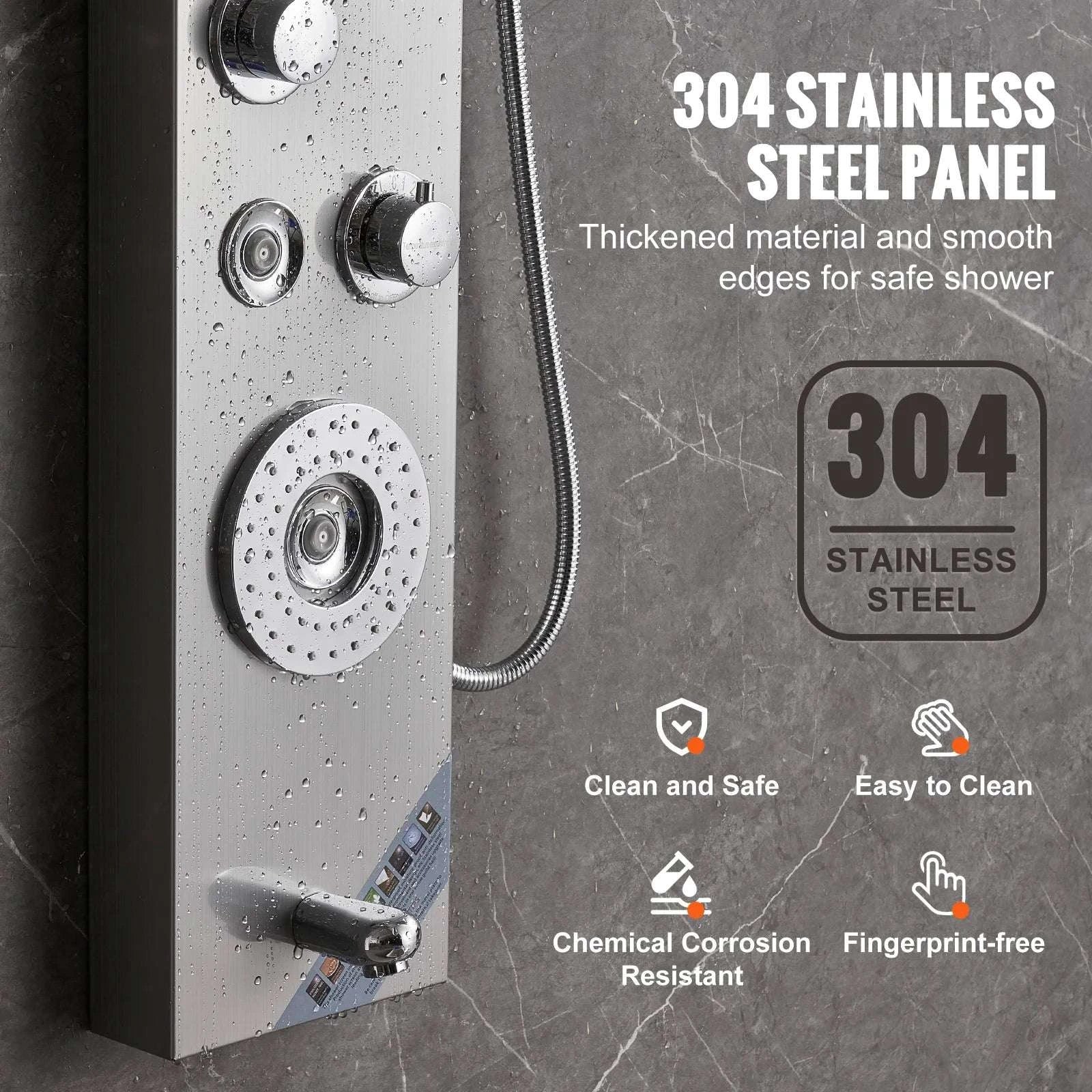 6-Mode Shower Panel Tower with LED Display & Handheld Head-6 2 4 / United States