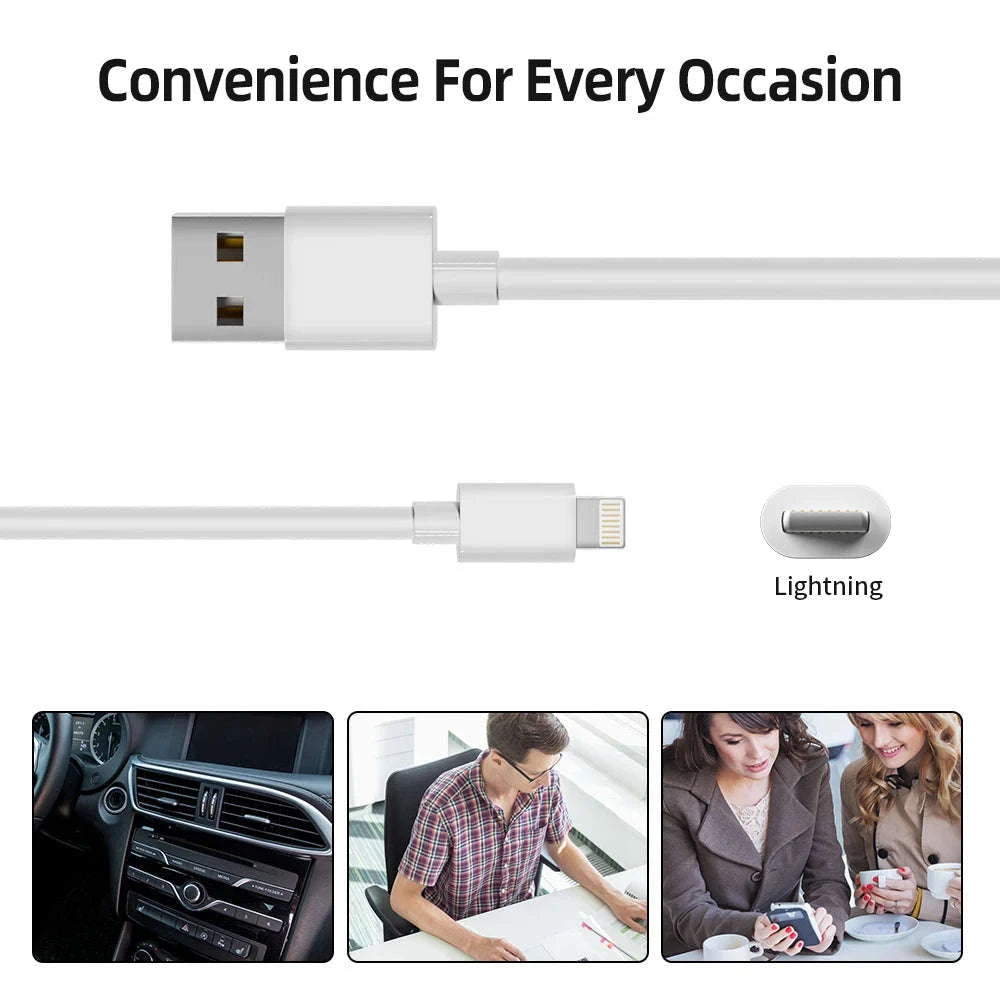6-Pack 6ft Lightning Charging Cables for iPhone Fast Charge 2.4A-United States