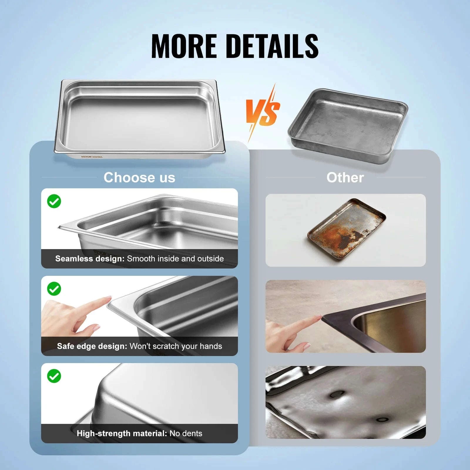 6 Pack Full Size Stainless Steel Steam Table Pans 2.5 in Deep-6pcs 4inches / Canada