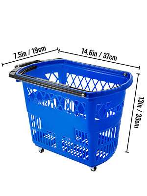 6-Pack Rolling Shopping Baskets with Wheels & Dual Handles-6pcs Blue / United States