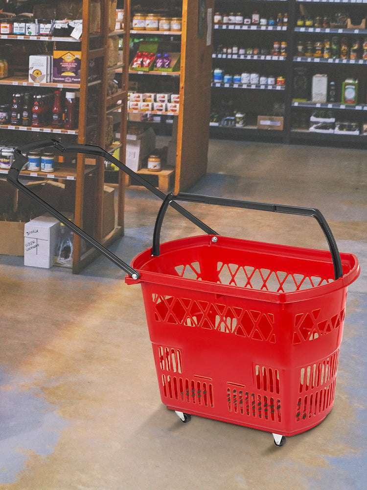 6-Pack Rolling Shopping Baskets with Wheels & Dual Handles-6pcs Blue / United States