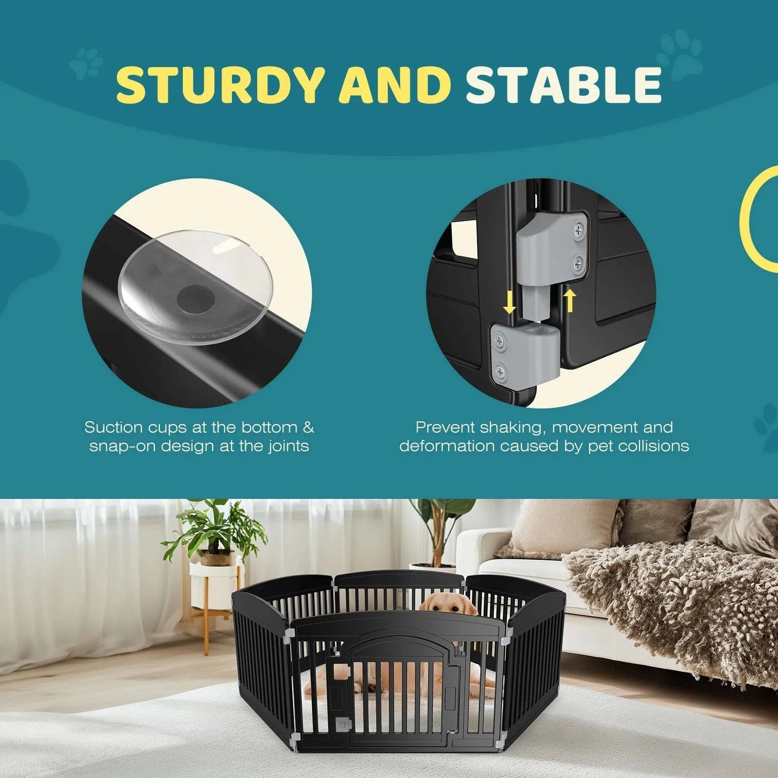 6-Panel Plastic Dog Playpen 24in Foldable Indoor Outdoor Pet Fence-06 Panels White / United States