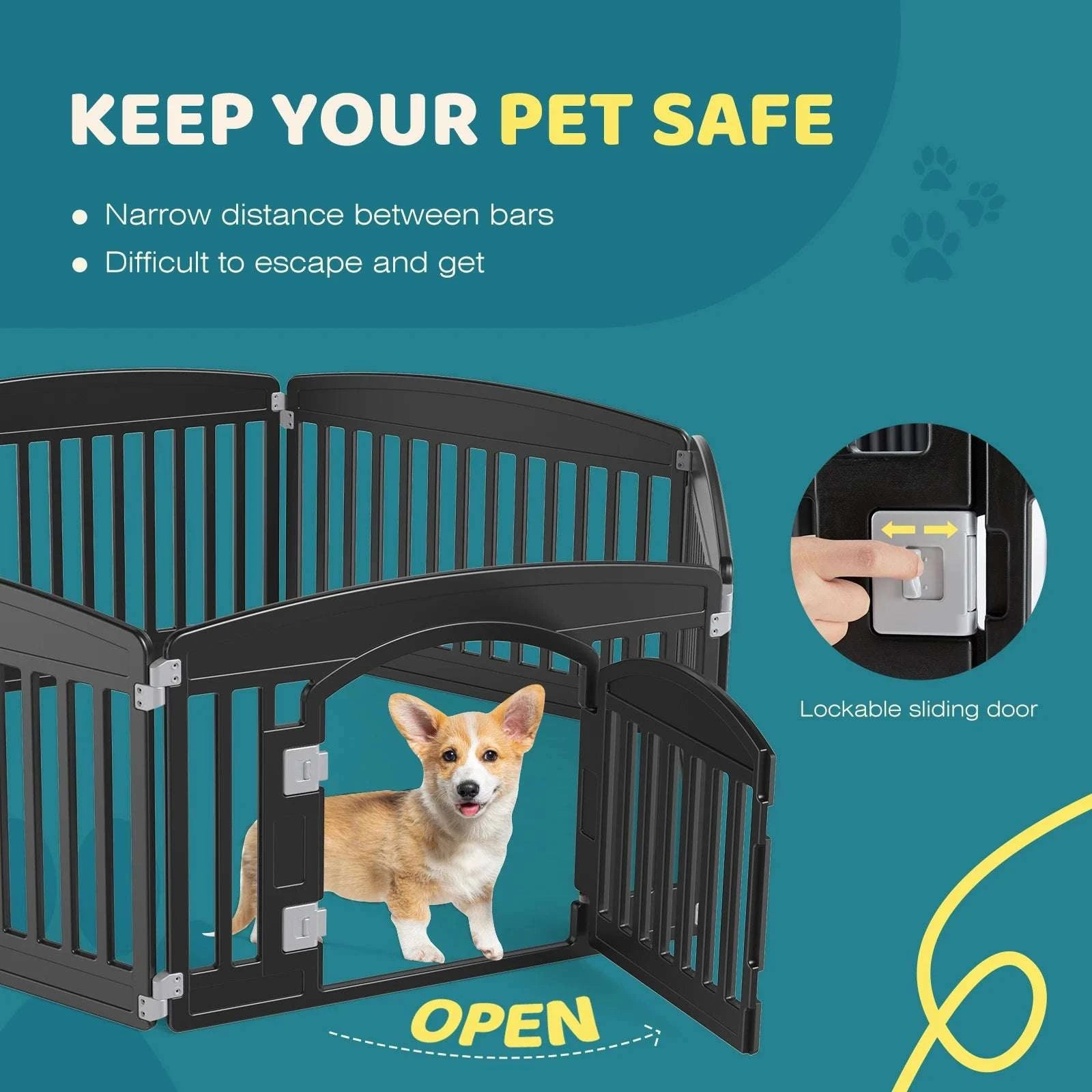 6-Panel Plastic Dog Playpen 24in Foldable Indoor Outdoor Pet Fence-06 Panels White / United States