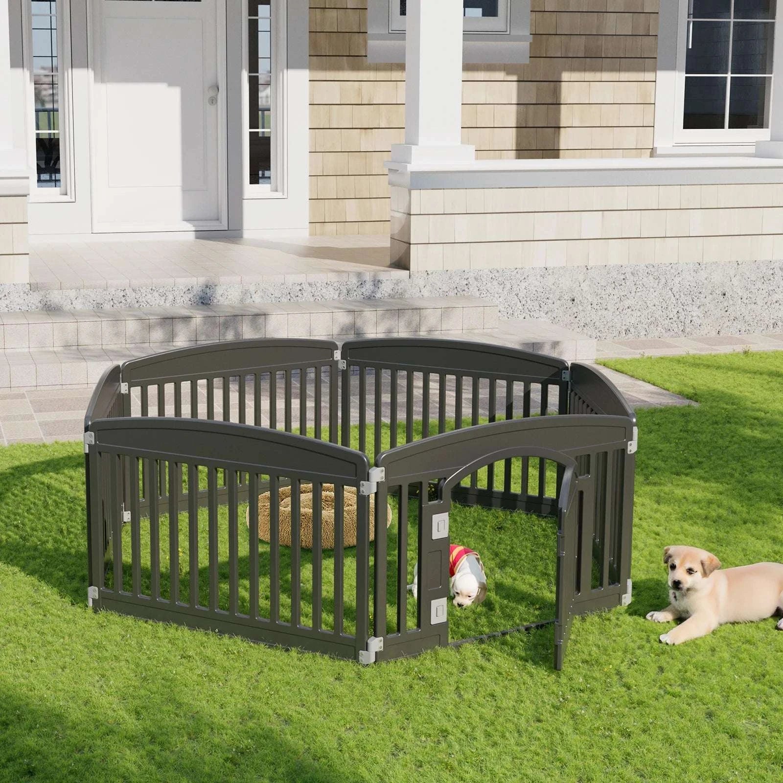 6-Panel Plastic Dog Playpen 24in Foldable Indoor Outdoor Pet Fence-06 Panels White / United States