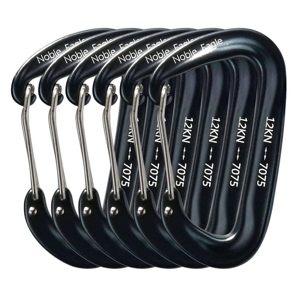 6-Piece 12kN Aluminum D-Ring Carabiner Set-Noble12KN 6PCS Mix / China Mainland