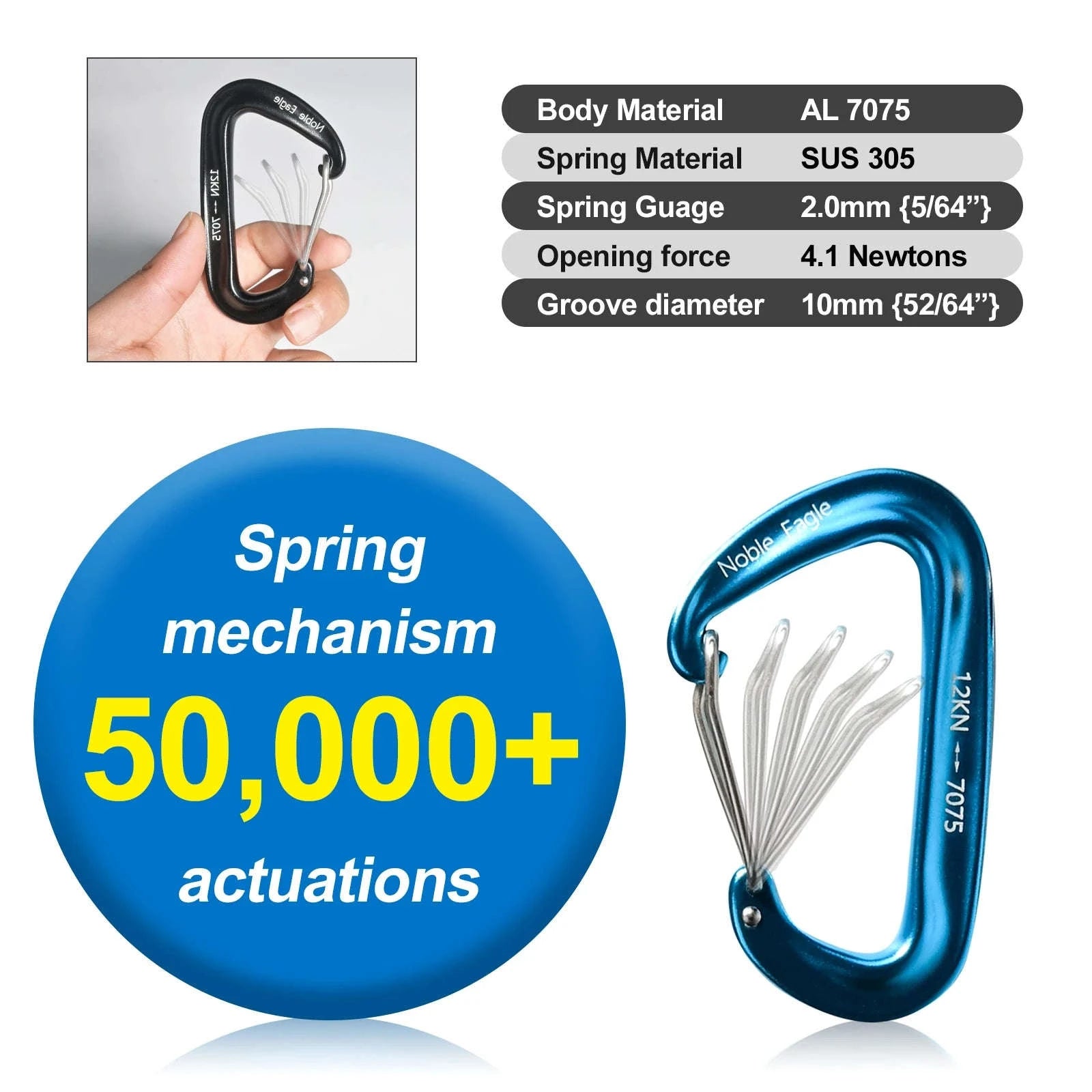 6-Piece 12kN Aluminum D-Ring Carabiner Set-Noble12KN 6PCS Mix / China Mainland
