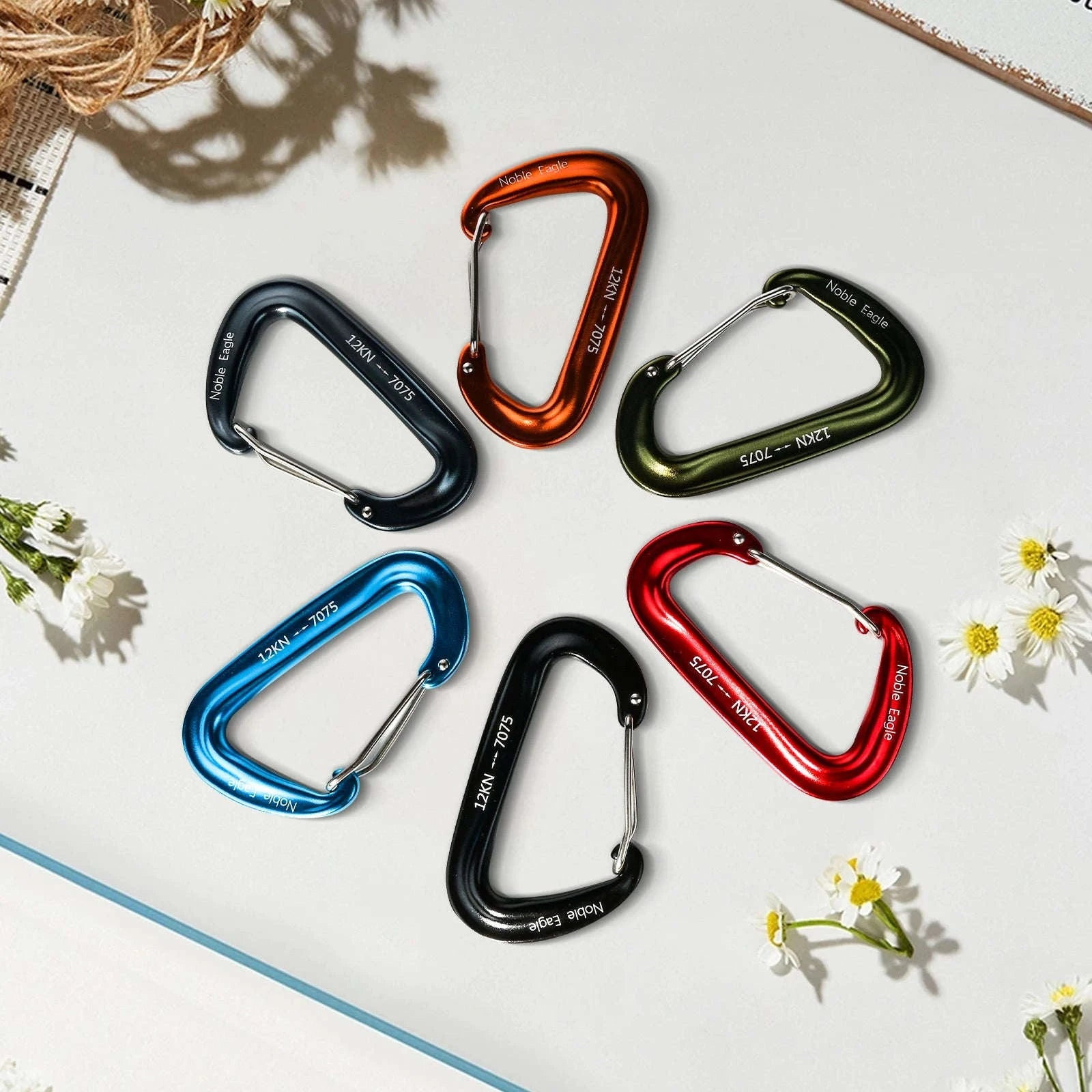 6-Piece 12kN Aluminum D-Ring Carabiner Set-Noble12KN 6PCS Mix / China Mainland